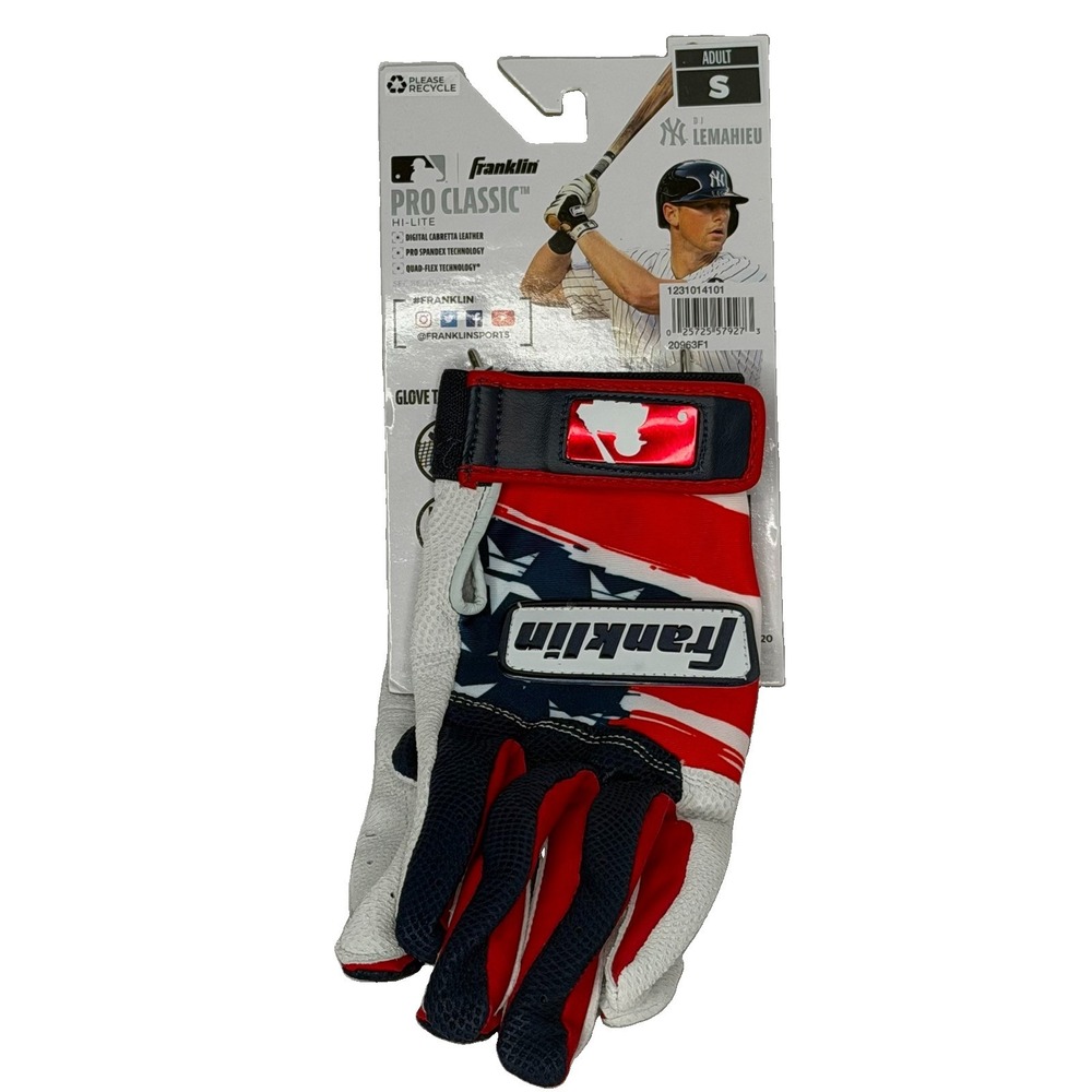 Franklin Pro Classic Hi-Lite MLB Batting Glove Adult Small Red White Blue NWT